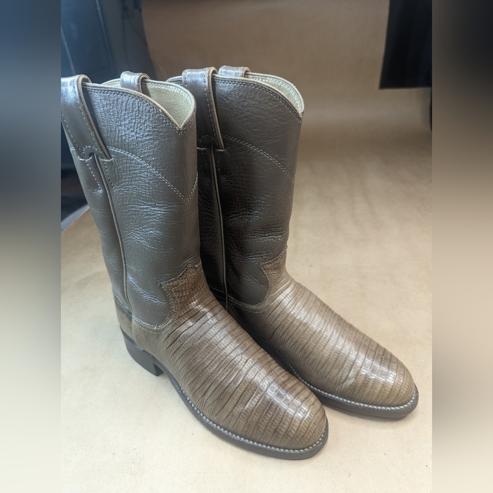 Justin Boots women's Sz 4.5B Exotic Gray Teju Lizard Classic Western cowgirl boo